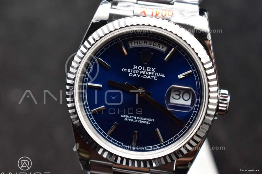 vr3255 DayDate SS V5 Blue Bracelet 36 Best Edition on (Gain Steel 904L Dial President Weight) QF Packable 672 1211